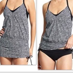Athleta Laguna Side Scrunch Black Tankini 34D/DD